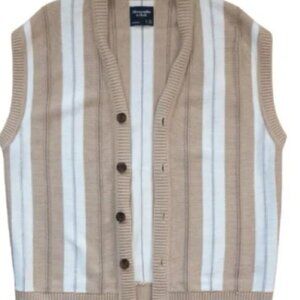 Abercrombie & Fitch Oversized Striped Brown/Tan/White Buttoned Knit Vest
